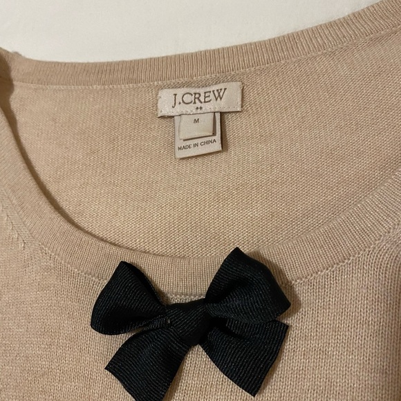 J.Crew Bow Short Sleeve Sweater - Cream/Tan - Size Small - Picture 2 of 6